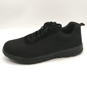 Dykhmily Mens Lace Up Sneaker Black Flat Heel Round‎ Toe Cushioned Insole Sz 12